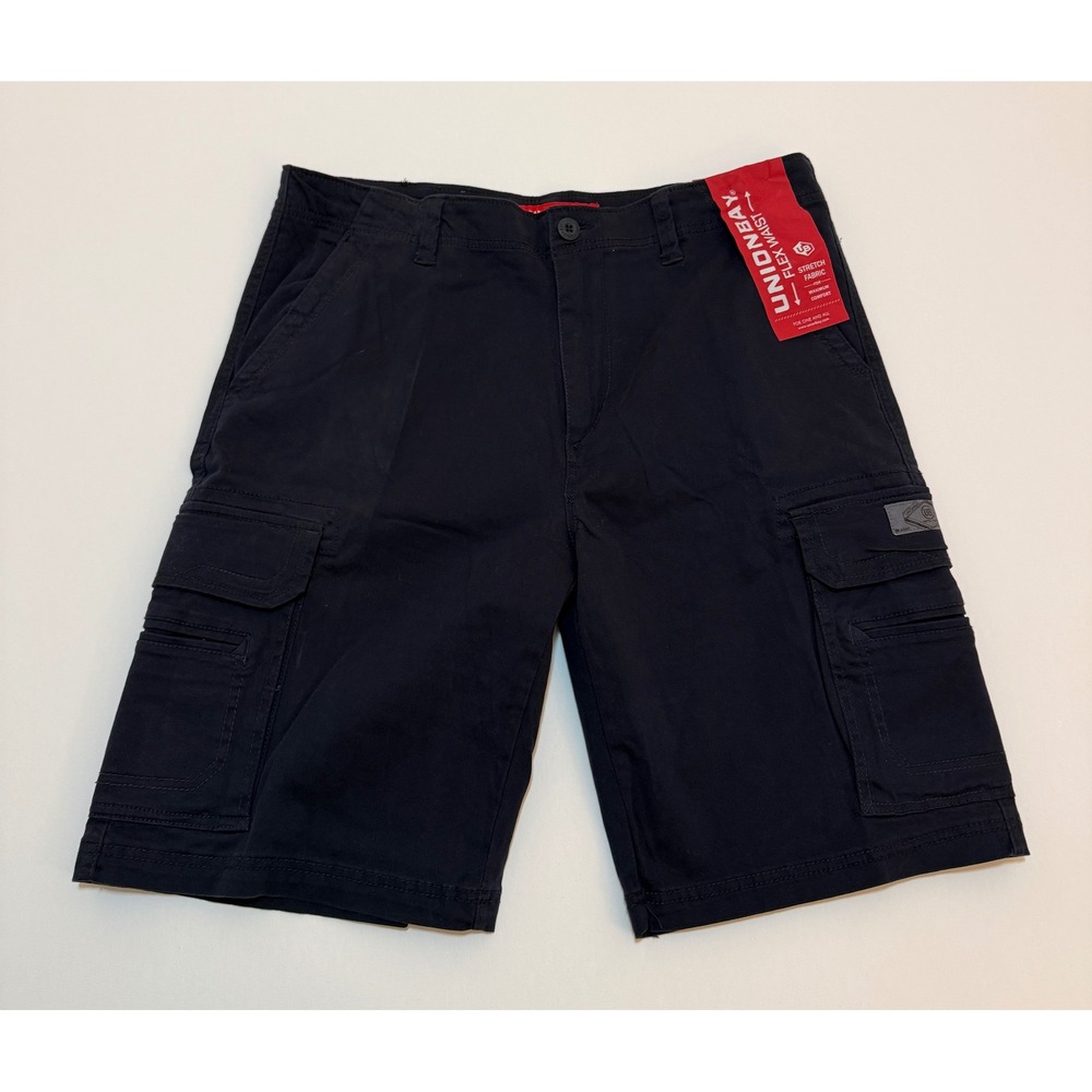 Unionbay Mens Flex Waist Cargo Shorts Navy Blue Stretch Size 36 NWT